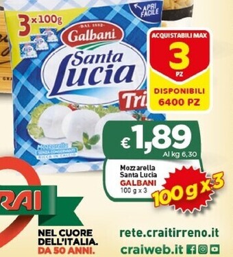 Crai Galbani mozzarella santa lucia offerta