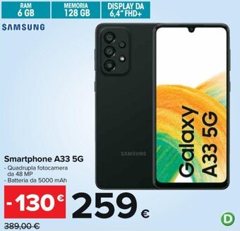 Carrefour SAMSUNG Smartphone A33 5G offerta