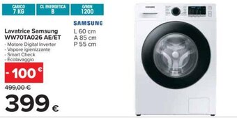 Carrefour Lavatrice Samsung WW70TA026 AE/ET offerta