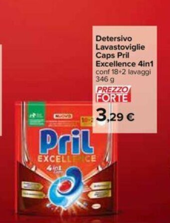 Carrefour Detersivo Lavastoviglie Caps Pril Excellence 4in1 conf 18+2 lavaggi 346 g offerta