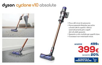 Euronics dyson cyclone v10 absolute offerta