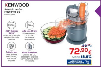 Euronics KENWOOD Robot da cucina MULTIPRO GO FDP22.130GY offerta