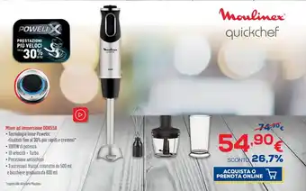 Euronics Moulinex quickchef Mixer ad immersione DD6558 • Tecnologia lame Powelix: offerta