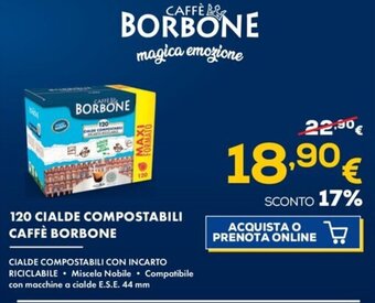 Euronics 120 CIALDE COMPOSTABILI CAFFÈ BORBONE offerta