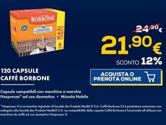Euronics 120 CAPSULE CAFFÈ BORBONE offerta