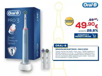 Euronics Oral-B SPAZZOLINO ELETTRICO SPAZZOLINO ELETTRICO - PRO 3 3700 offerta