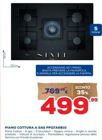Euronics PIANO COTTURA A GAS PPQ7A6B10 offerta