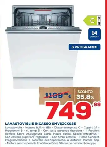 Euronics LAVASTOVIGLIE INCASSO SMV6ZCX02E offerta