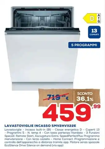 Euronics LAVASTOVIGLIE INCASSO SMV2HVX22E offerta