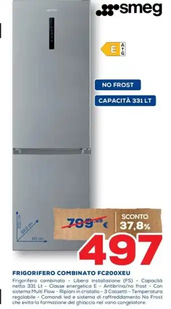 Euronics smeg FRIGORIFERO COMBINATO FC200XEU offerta