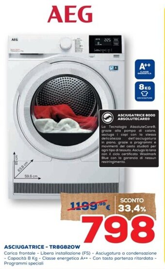 Euronics AEG ASCIUGATRICE - TR8G820W offerta