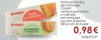 Conad Conad Panini Per Hamburger offerta