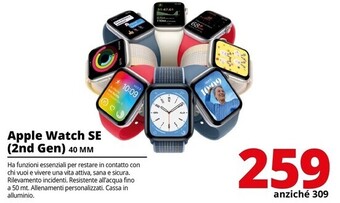 Comet Apple watch se gps, 40mm cassa in alluminio grigio scuro con cinturino sport mezzanotte offerta
