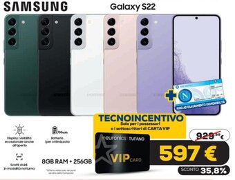 Euronics SAMSUNG Galaxy S22 offerta