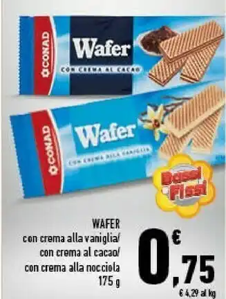 Conad Conad - Wafer Con Crema Alla Nocciola 175 G(ml) offerta