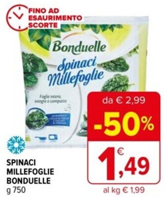 Iperal SPINACI MILLEFOGLIE BONDUELLE g 750 offerta