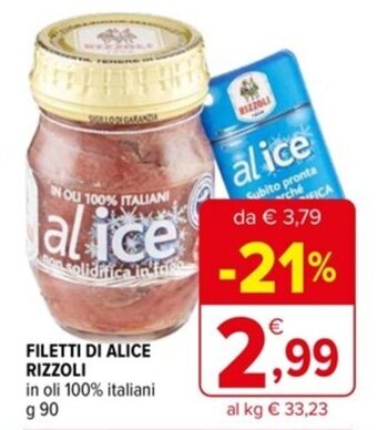 Iperal FILETTI DI ALICE RIZZOLI g 90 offerta