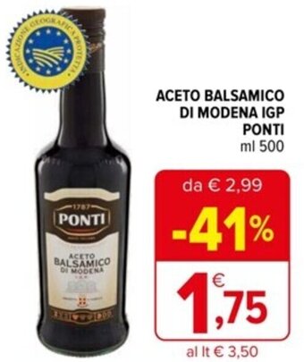 Iperal ACETO BALSAMICO DI MODENA IGP Ponti ml 500 offerta