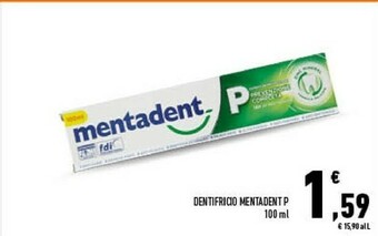 Conad Mentadent P Dentifricio Desensibilizzante 100 G 100 Ml offerta