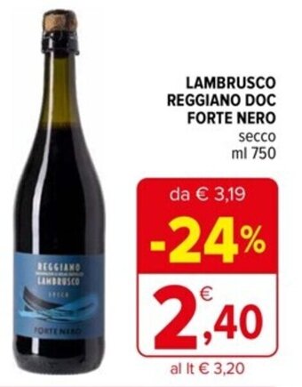 Iperal LAMBRUSCO REGGIANO DOC FORTE NERO ml 750 offerta