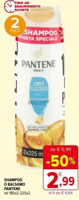Iperal SHAMPOO O BALSAMO PANTENE ml 180 x 2-225x2 offerta
