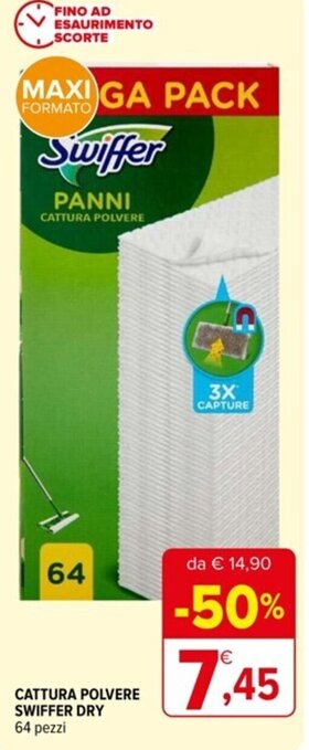 Iperal CATTURA POLVERE SWIFFER DRY 64 pezzi offerta