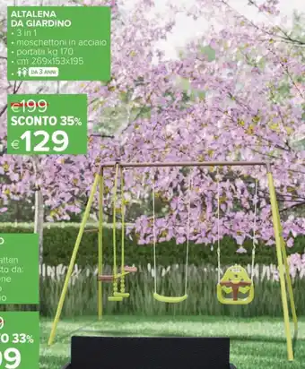 ALTALENA DA GIARDINO • moschettoni in acciaio • portata kg 170 cm 269x153x195