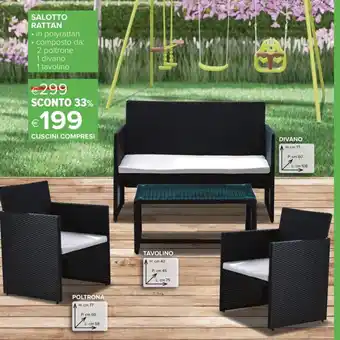 SALOTTO RATTAN • in polyrattan • composto da 2 poltrone : 1 divano 1 tavolino