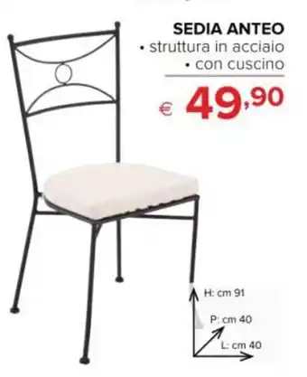 SEDIA ANTEO struttura in acciaio • con cuscino