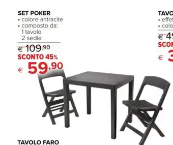 SET POKER • colore antracite 1 tavolo 2 sedie