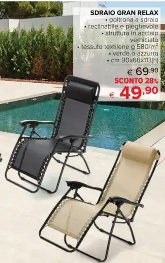 SDRAIO GRAN RELAX • poltrona a sdraio reclinabile e pieghevole cm 90x66x113(h)