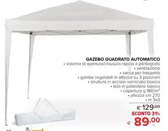GAZEBO QUADRATO AUTOMATICO m 3x3