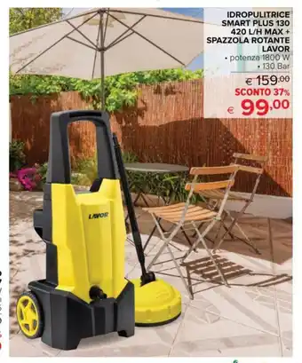 Iperal IDROPULITRICE SMART PLUS 130 420 L/H MAX + SPAZZOLA ROTANTE LAVOR • potenza 1800 W • 130 Bar offerta
