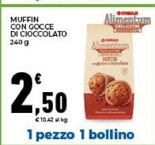 Conad Conad - Muffin Con Gocce Di Cioccolato 240 G(ml) offerta