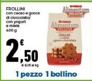 Conad Conad - Frollini Con Yogurt E Miele Alimentum Conad 400 G(ml) offerta