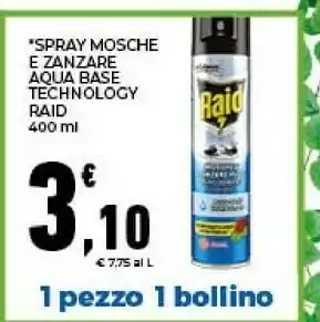 Conad Raid Spray Mosche E Zanzare Aqua Base Technology offerta