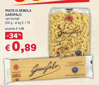 Crai PASTA DI SEMOLA GAROFALO vari formati 500 g offerta