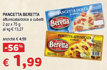 Crai PANCETTA BERETTA affumicata/dolce a cubetti 2 pz x 75 g offerta