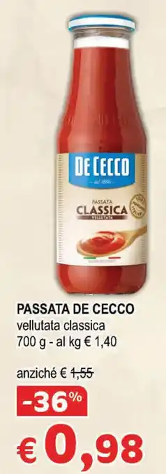 Crai PASSATA DE CECCO vellutata classica 700 g offerta