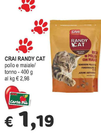 Crai CRAI RANDY CAT pollo e maiale/ tonno - 400 g offerta