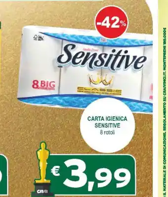 Crai CARTA IGIENICA SENSITIVE 8 rotoli offerta