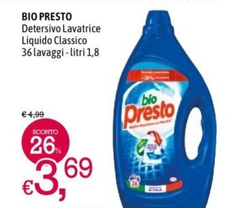 A&O BIO PRESTO Detersivo Lavatrice Liquido Classico 36 lavaggi -litri 1,8 offerta