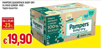 Famila Market PAMPERS QUADRIPACK BABY-DRY XL-MAXI-JUNIOR- MIDI offerta
