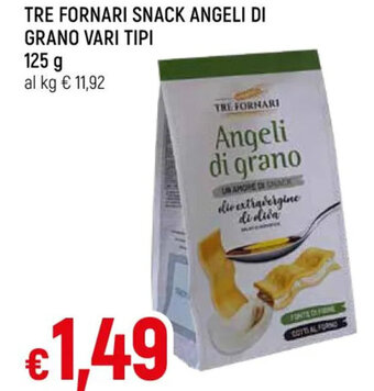 TRE FORNARI SNACK ANGELI DI GRANO VARI TIPI 125 g