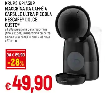 Famila Market KRUPS KP1A3BP1 MACCHINA DA CAFFÈ A CAPSULE ULTRA PICCOLA NESCAFÉ® DOLCE GUSTOⓇ offerta