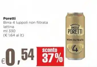 DiMeglio Poretti Birra 4 luppoli non filtrata lattina ml 330 offerta