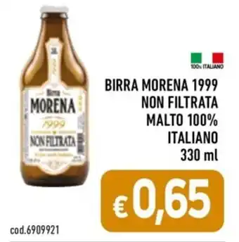 C+C Cash and Carry BIRRA MORENA 1999 NON FILTRATA MALTO 100% ITALIANO 330 ml offerta