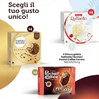 Interspar 4 4 Stecco gelato Raffaello/Rocher/ Pocket Coffee Ferrero 188/200/164 g offerta