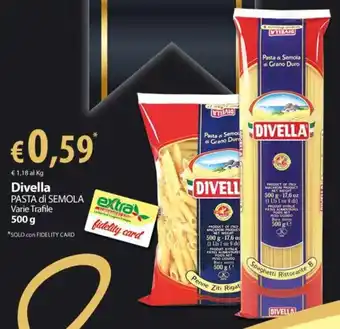 Extra Supermercati Divella PASTA di SEMOLA Varie Trafile 500 g offerta