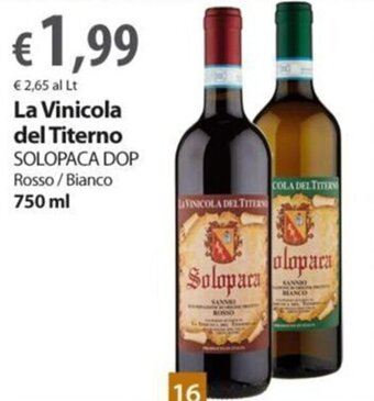 Extra Supermercati La Vinicola del Titerno SOLOPACA DOP Rosso / Bianco 750 ml offerta
